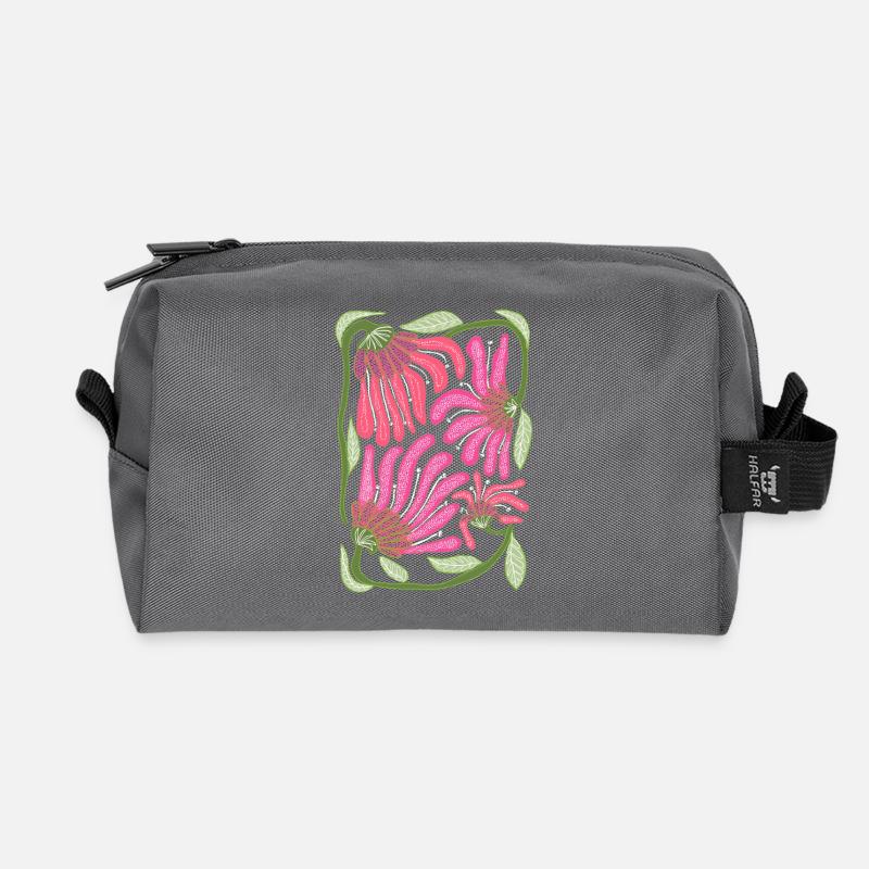 Rosa Boho-Blumen-Handzeichnungsdesign - Recycelte Kulturtasche - Anthrazit