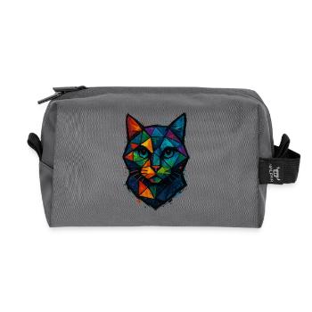 Cat Low Poly - Geometric Mesh Polygonal Art Desig - Recycled Toiletry Zip Bag - anthracite - Front