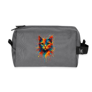 Katzen-Aquarell-Splash-Kunst Lebendige Tusche - Recycelte Kulturtasche - Anthrazit - Vorne