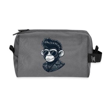 Cool Monkey Chimpanzee Sunglasses Rock and Roll - Recycled Toiletry Zip Bag - anthracite - Front