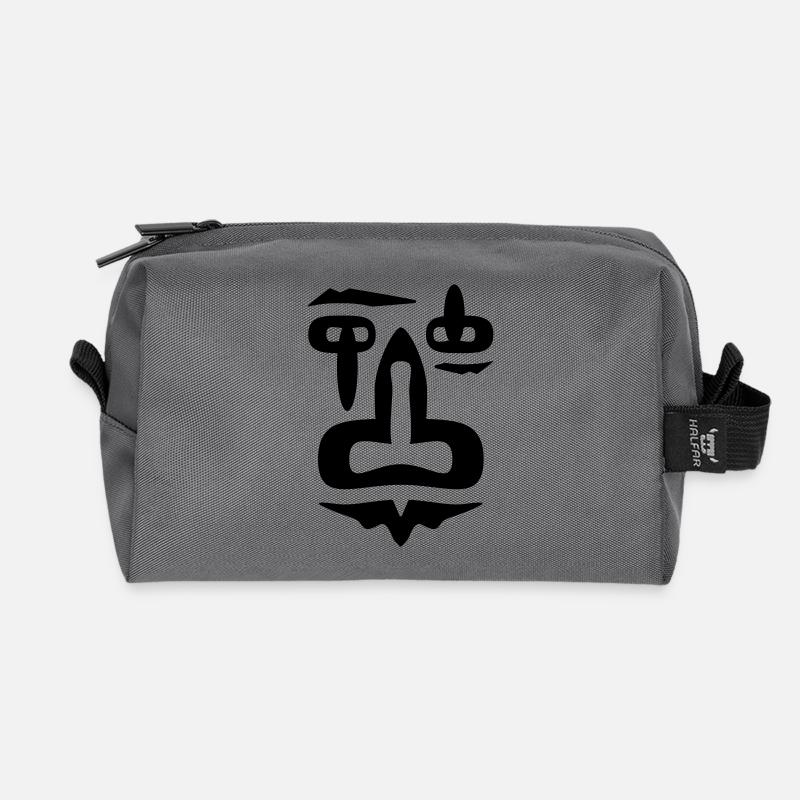 Tribal Face Fantasy Face - Recycled Toiletry Zip Bag - anthracite