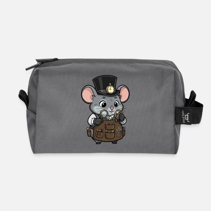 Mouse Watchmaker Steampunk Zylinderuhr - Recycelte Kulturtasche - Anthrazit