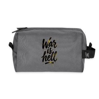 Yellow Graffiti Brush Script on Black War is hell - Recycled Toiletry Zip Bag - anthracite - Front