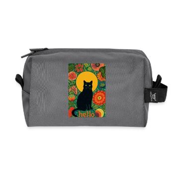 Sun cat in the blossom forest - Recycled Toiletry Zip Bag - anthracite - Front