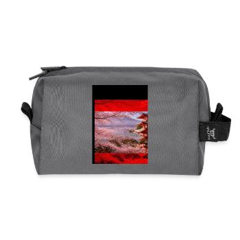 Cherry Blossom Pagoda Scene - Recycled Toiletry Zip Bag - anthracite - Front