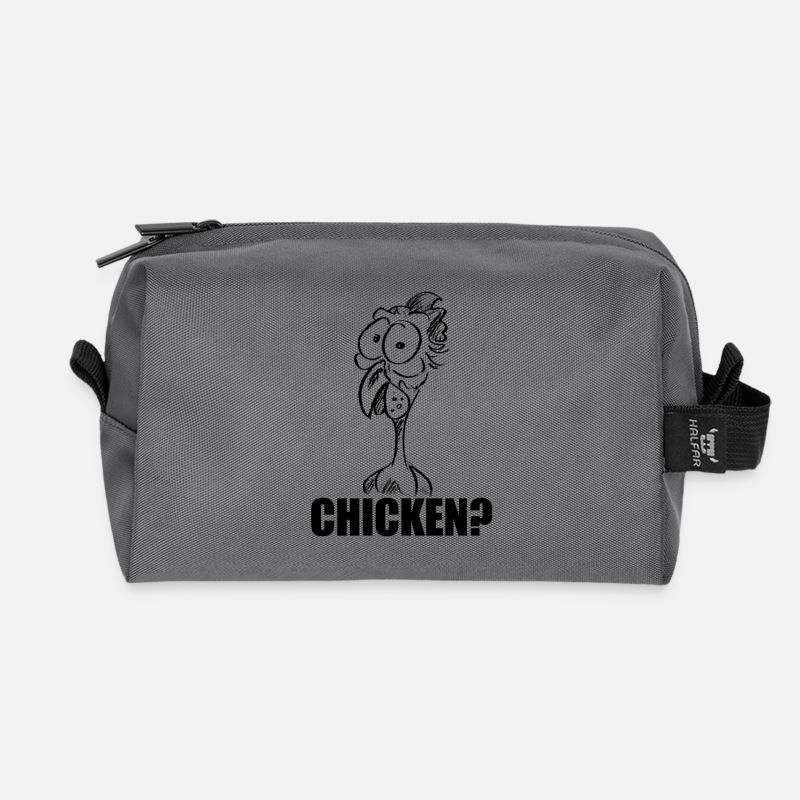 CHICKEN? Verdutzter Chicken Hühnerkopf – Humor - Recycelte Kulturtasche - Anthrazit