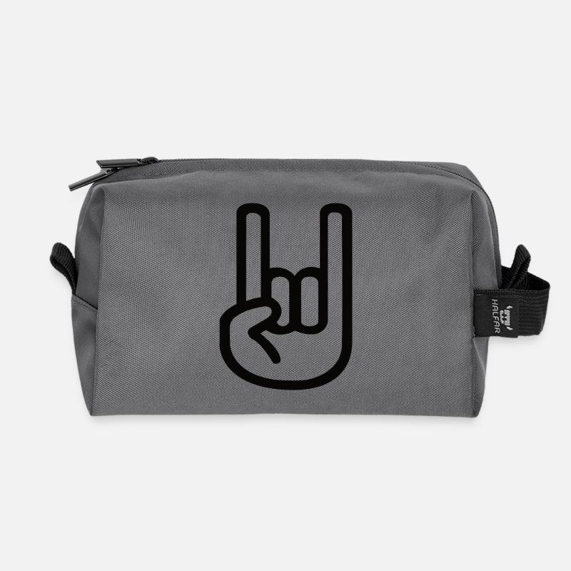 Rock Handzeichen – Metal Horns Symbol - Recycelte Kulturtasche - Anthrazit