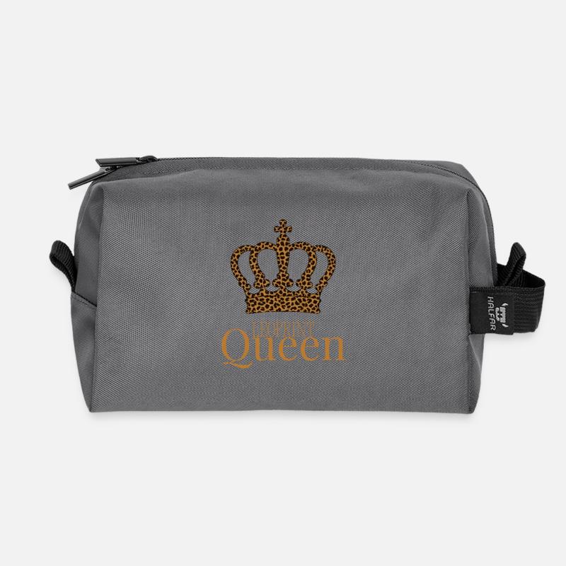 Leoprint Queen Crown - Recycled Toiletry Zip Bag - anthracite