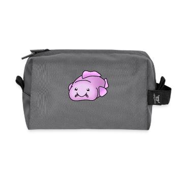 Blobfish, cute ugly fish - Recycled Toiletry Zip Bag - anthracite - Front