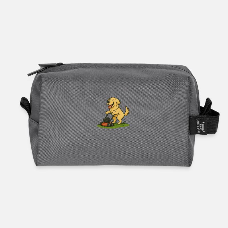 Hund und sein Rasenmäher - Recycelte Kulturtasche - Anthrazit