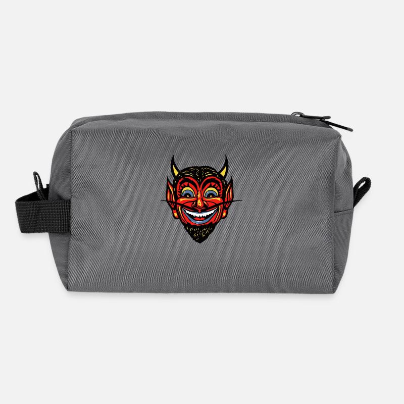 Vintage Halloween Red Devil Head Recycled Toiletry Zip Bag