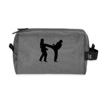 taekwondo kicker 1c - Recycelte Kulturtasche - Anthrazit - Vorne
