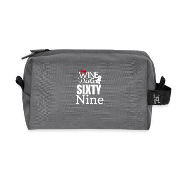 Wine Dine and Sixty Nine - Recycled Toiletry Zip Bag - anthracite - Front