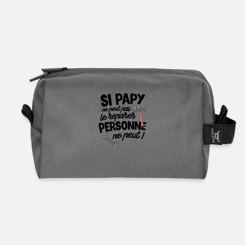 cadeau papy papi bricoleur - Trousse de toilette en tissu recyclé - anthracite