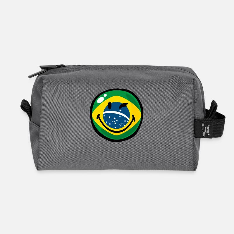 Smiley Brazil - Recycled Toiletry Zip Bag - anthracite