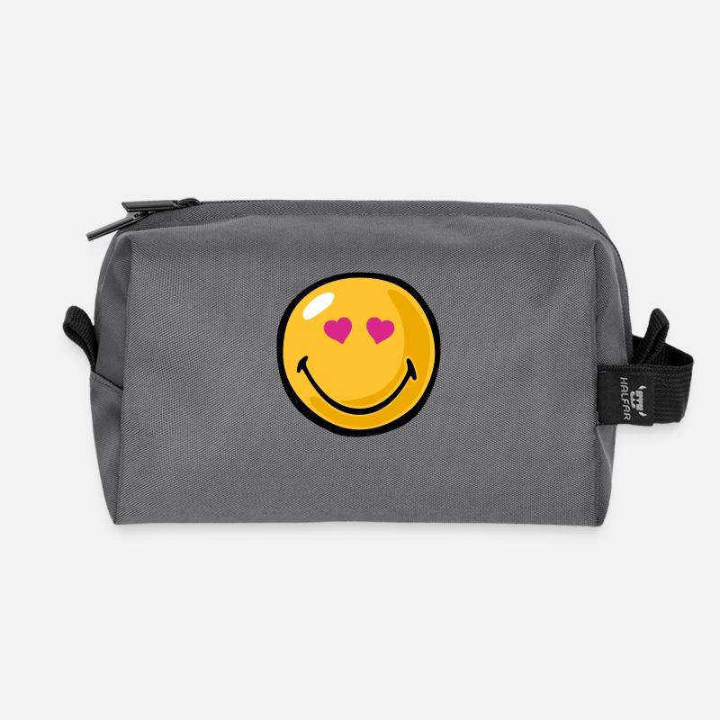 Smiley heart eyes - Recycelte Kulturtasche - Anthrazit