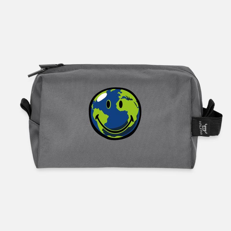 Smiley Earth - Recycelte Kulturtasche - Anthrazit