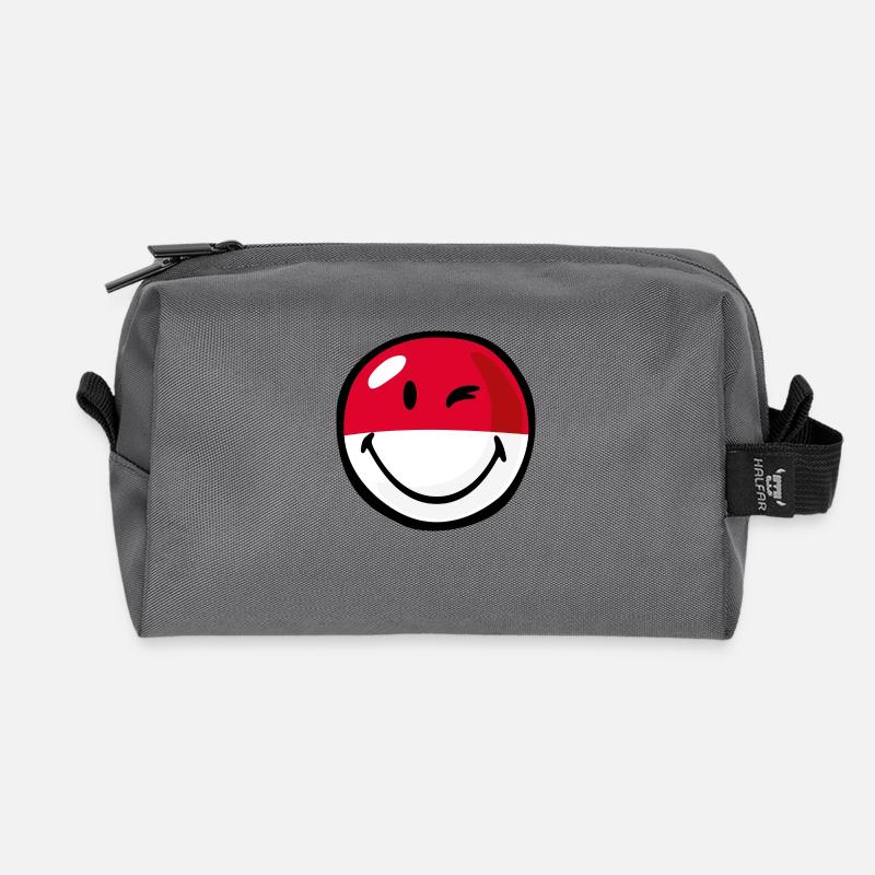 Smiley Indonesia - Recycled Toiletry Zip Bag - anthracite