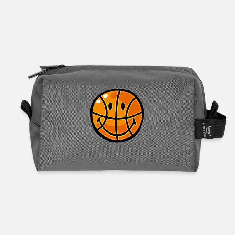 Smiley Basketball - Recycelte Kulturtasche - Anthrazit