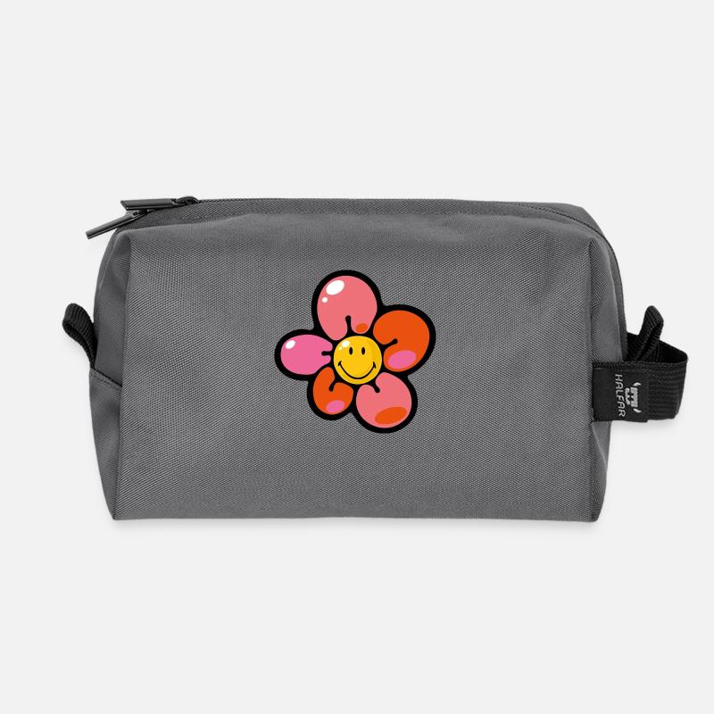 Smiley Pansy - Recycelte Kulturtasche - Anthrazit