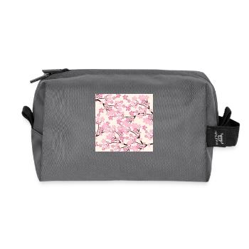 Pink Cherry Blossom Pattern - Sakura - Recycled Toiletry Zip Bag - anthracite - Front