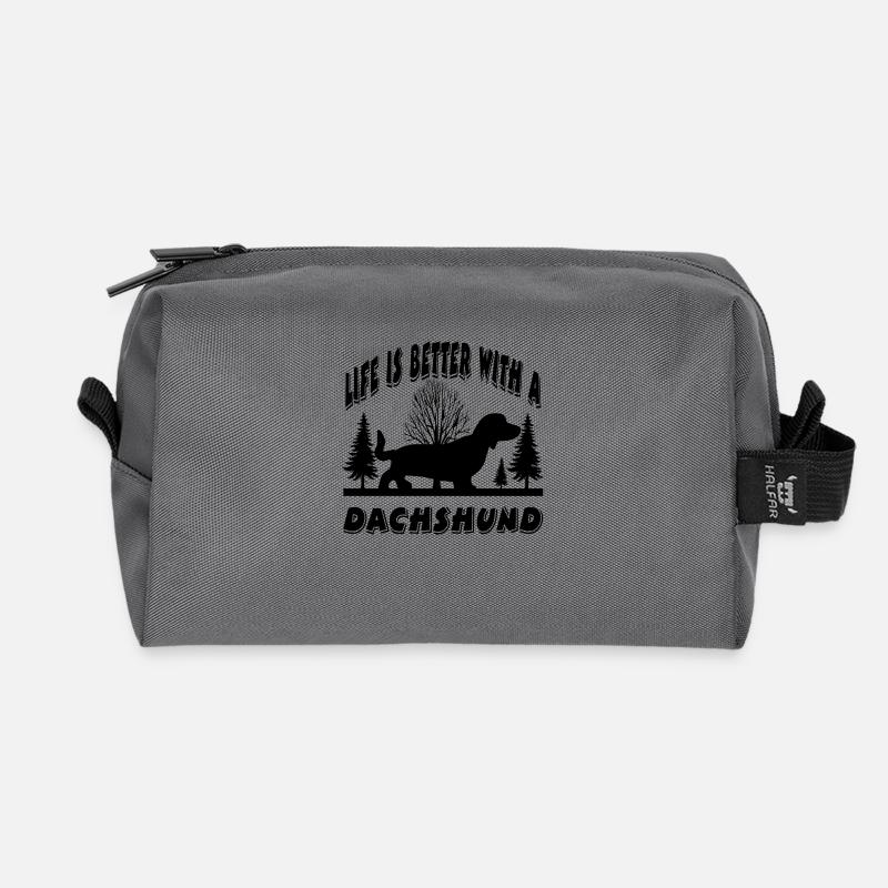 Dachshund - Recycled Toiletry Zip Bag - anthracite