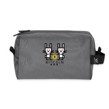 white rabbits collect bitcoin - Recycled Toiletry Zip Bag - anthracite - Front