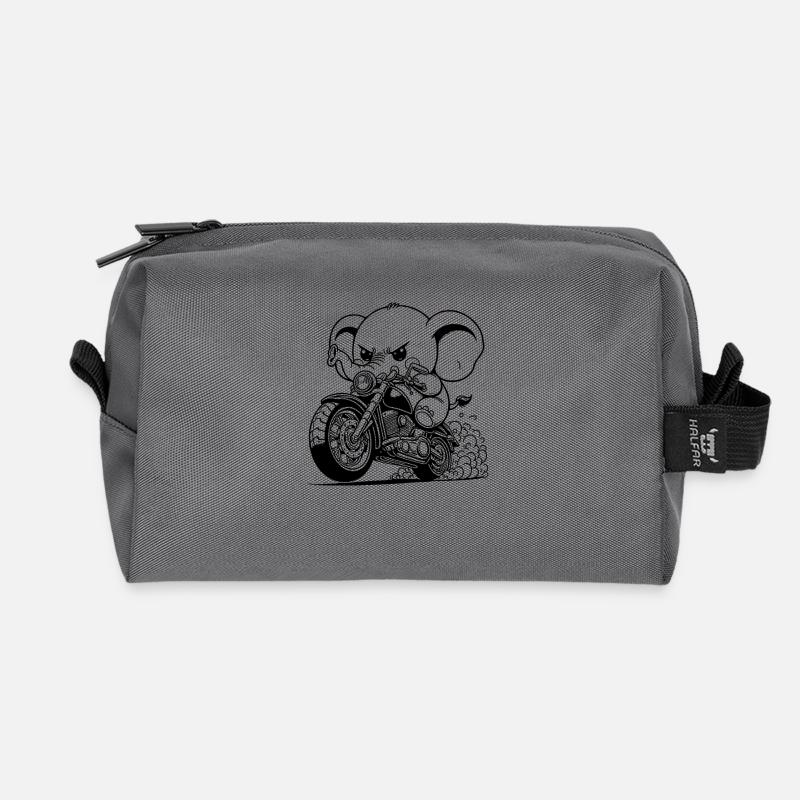 ELEPHANT ON MOTORCYCLE - Recycled Toiletry Zip Bag - anthracite