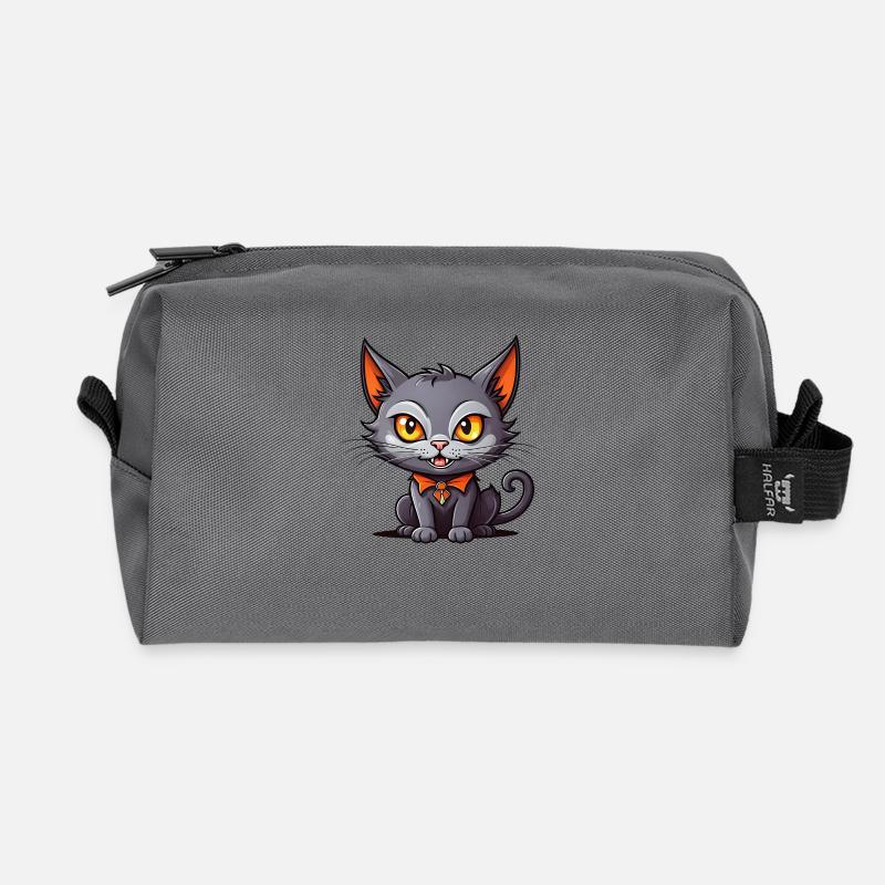 Schwarze Vampirkatze - Recycelte Kulturtasche - Anthrazit