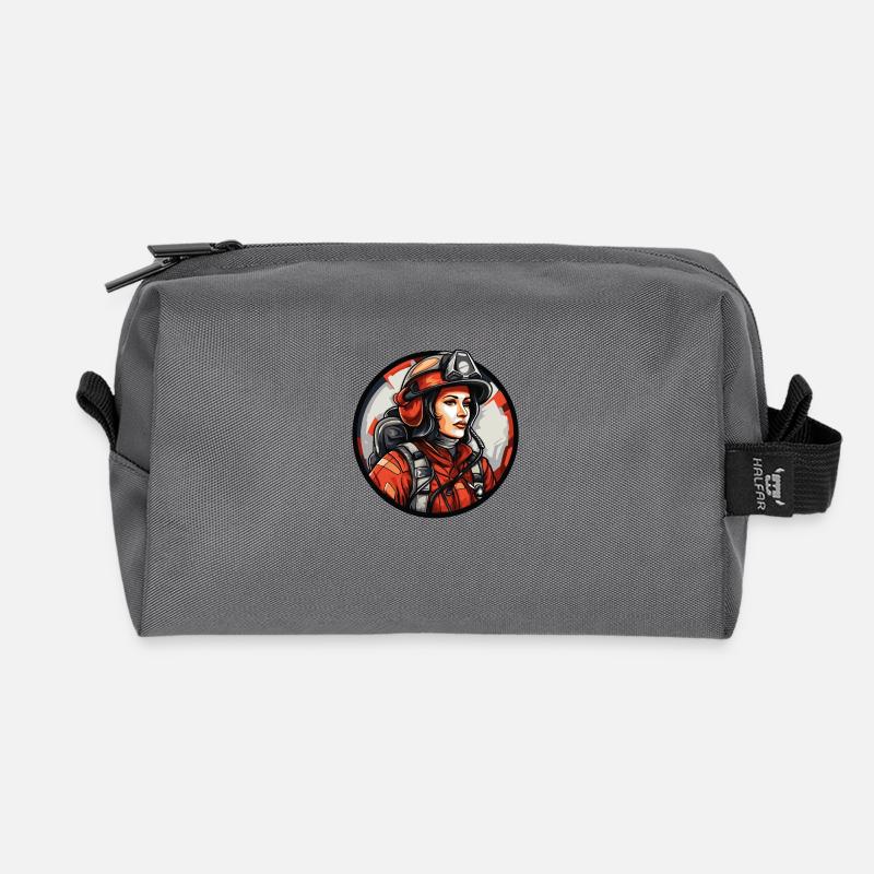 Feuerwehrfrau - Recycelte Kulturtasche - Anthrazit