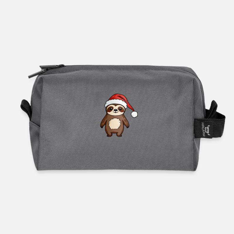 Faultier Weihnachten Zeichnung - Recycelte Kulturtasche - Anthrazit