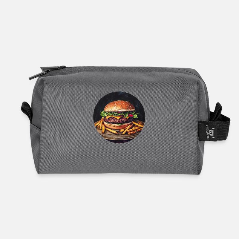 Saftiger Burger mit knusprigen Pommes - Recycelte Kulturtasche - Anthrazit