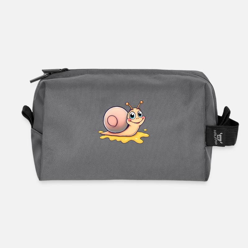 Glückliche Schnecke, die eine bunte Spur hinterlässt - Recycelte Kulturtasche - Anthrazit