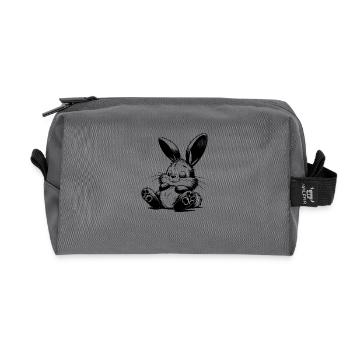 Lapin endormi pour enfants avec de grandes oreilles - Trousse de toilette en tissu recyclé - anthracite - Devant