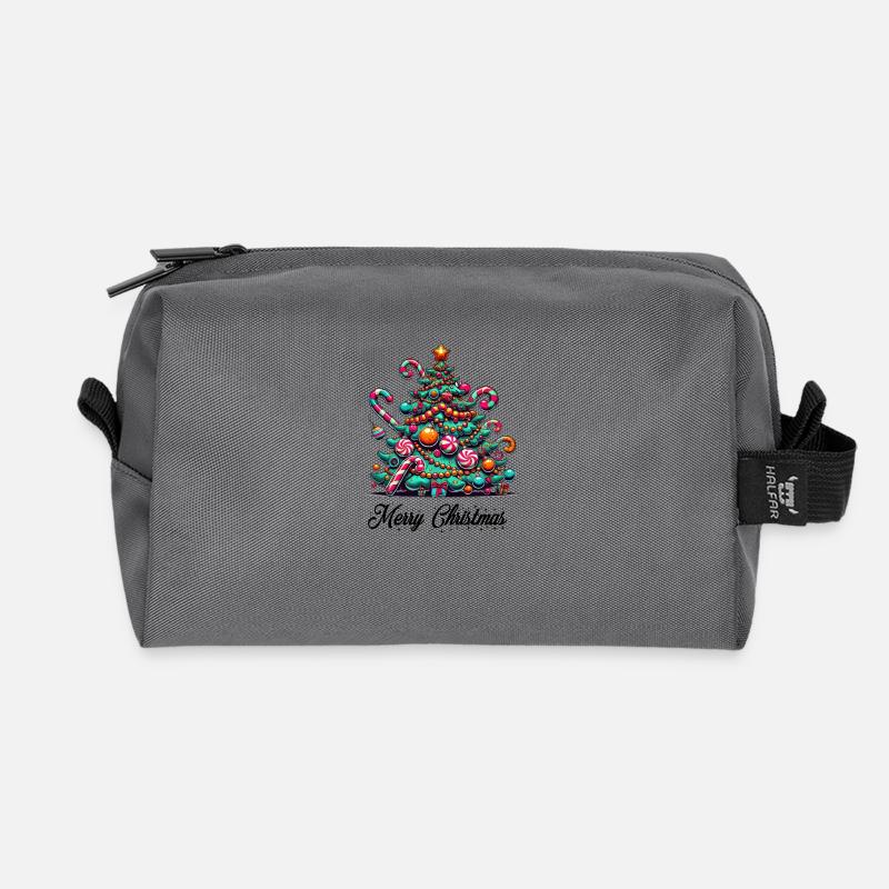 Christmas Tree - Recycled Toiletry Zip Bag - anthracite