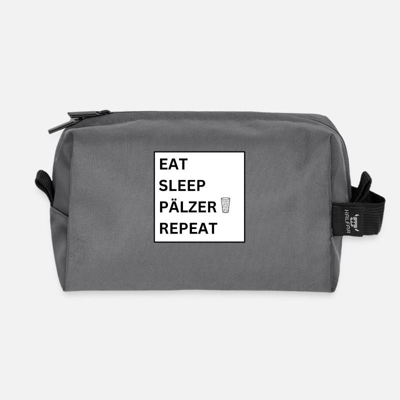 EAT SLEEP PÄLZER REPEAT - Recycled Toiletry Zip Bag - anthracite