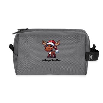 Deer Comic Christmas Moose - Recycled Toiletry Zip Bag - anthracite - Front