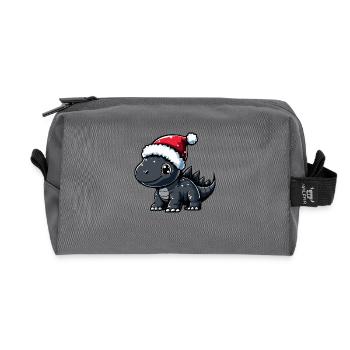 Dinosaur stegosaurus Christmas - Recycled Toiletry Zip Bag - anthracite - Front