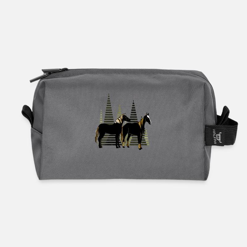 Horses - Recycled Toiletry Zip Bag - anthracite