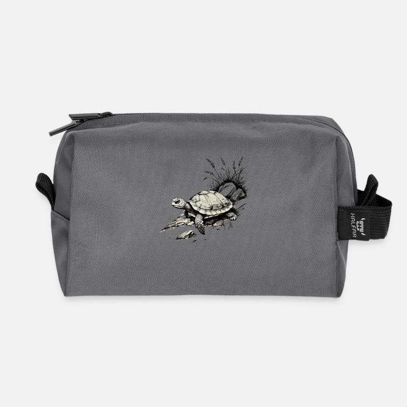 Schildkröte - Recycelte Kulturtasche - Anthrazit