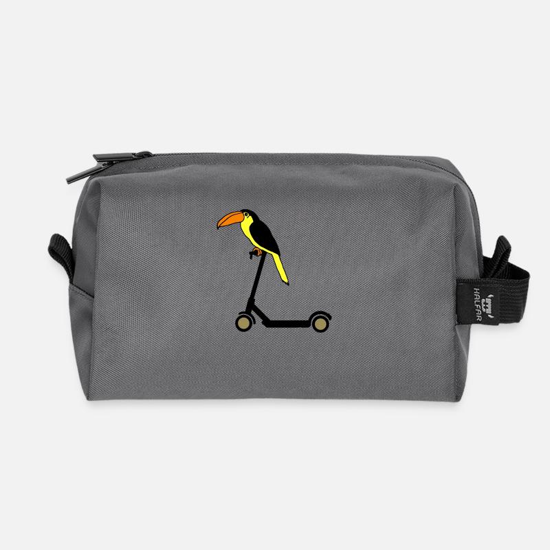 Tucan fährt E Scooter Paradiesvogel - Recycelte Kulturtasche - Anthrazit