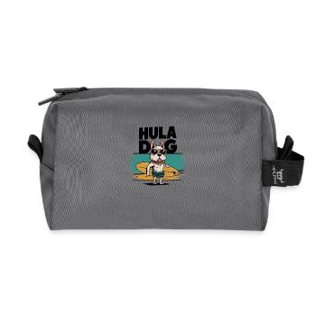 Hula Dog - Funny Summer Design - Recycled Toiletry Zip Bag - anthracite - Front