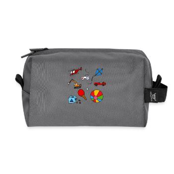 Toys Kids Playing Comic Style - Recycled Toiletry Zip Bag - anthracite - Front