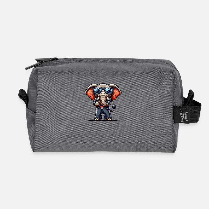 elefant comic sonnenbrille - Recycelte Kulturtasche - Anthrazit