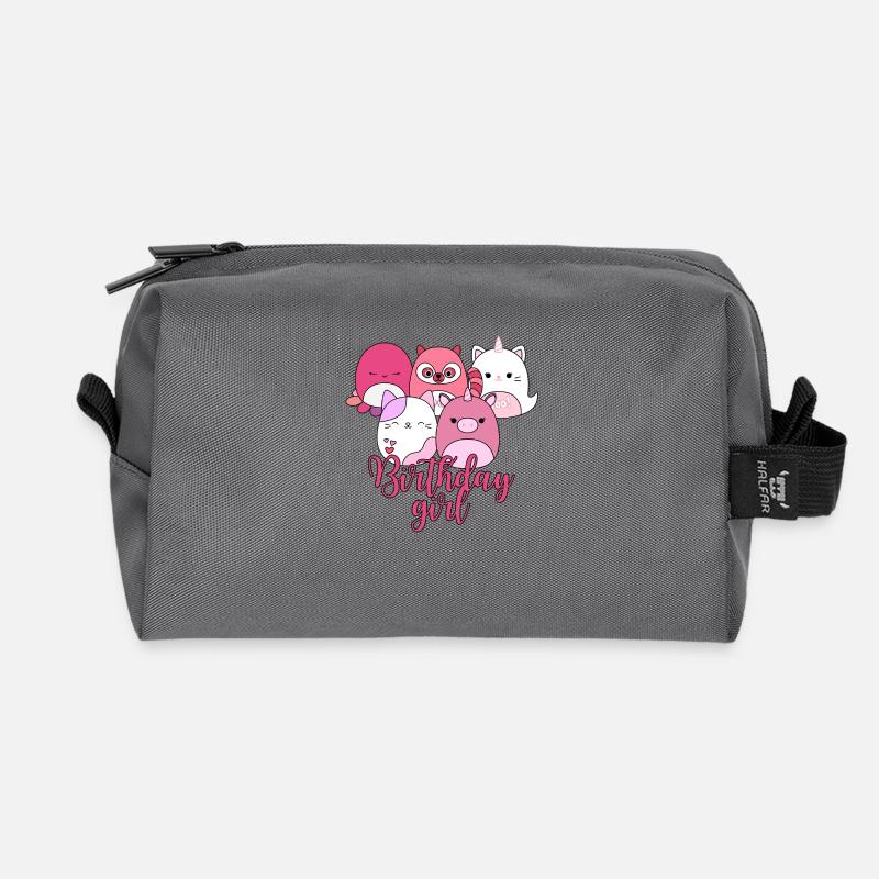 Süßes Squishmallow-Geburtstagskind - Recycelte Kulturtasche - Anthrazit