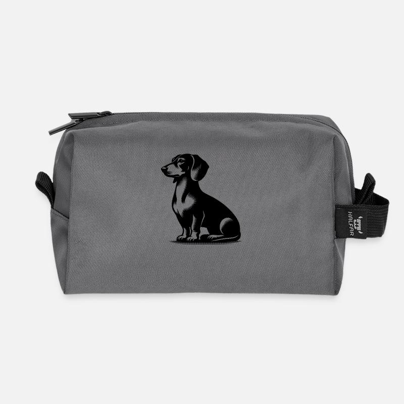 Niedlicher Dackel stilvoller kleiner Jagdhund - Recycelte Kulturtasche - Anthrazit