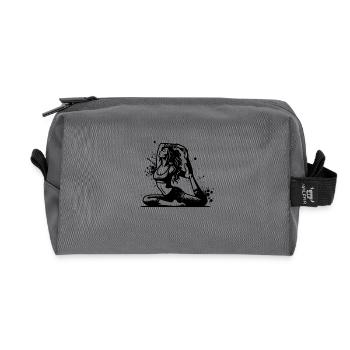 Yoga woman in deep concentration exercise - Recycled Toiletry Zip Bag - anthracite - Front