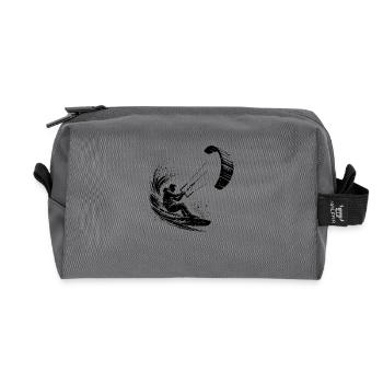Sport Kite Surfer Water Splash and Kite - Recycled Toiletry Zip Bag - anthracite - Front