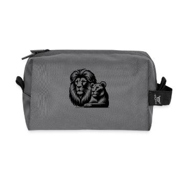 Puissant grand félin lion avec style portrait lionne - Trousse de toilette en tissu recyclé - anthracite - Devant