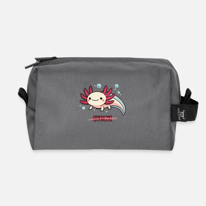 Evolve Axolotl – Süßes Motiv mit Message - Recycelte Kulturtasche - Anthrazit